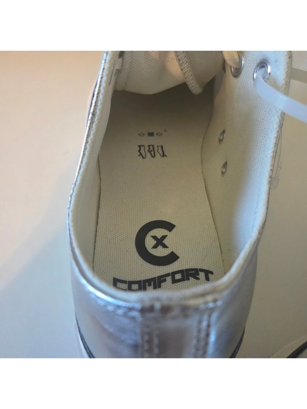 Converse All Star Platform Low Top Sneakers Silver Metallic Size 9